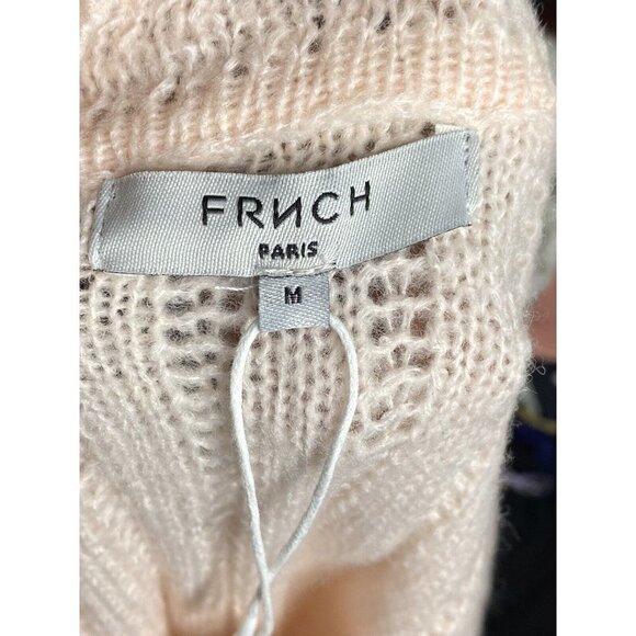 FRNCH Laeila V-neck Pointelle Cardigan In‎ Light Pink Pearlized Embellishments M - Picture 9 of 9